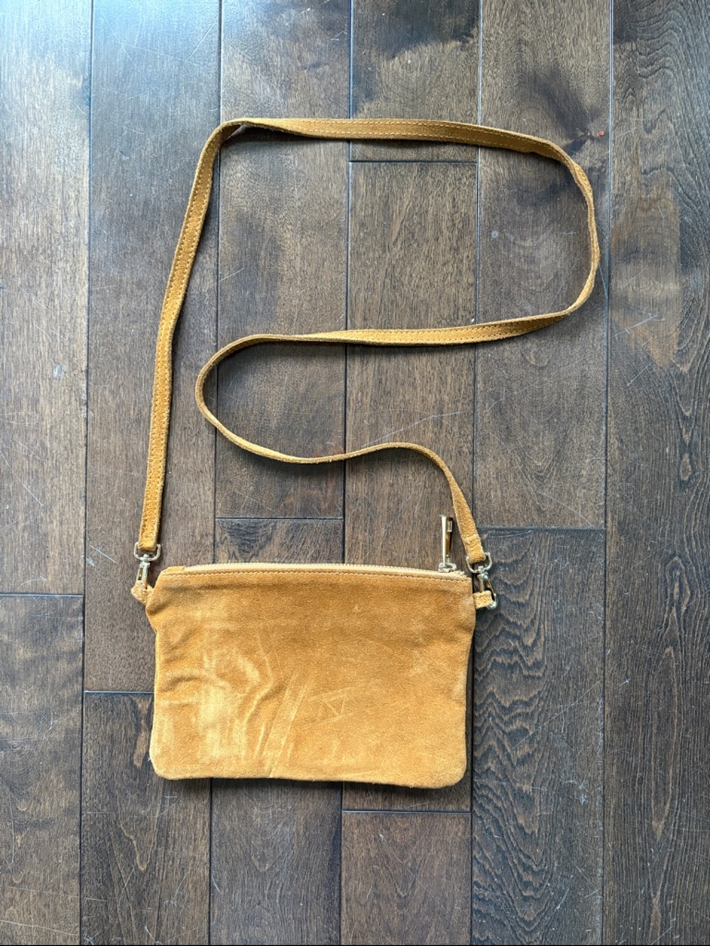 Vintage tan Suede Crossbody Bag